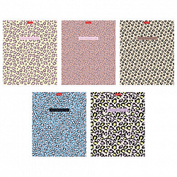 Тетрадь обложка пластик, А5 48 л., скоба, клетка, HATBER, "LEO-принт" (микс в спайке), 092368, 48Т5В1пл