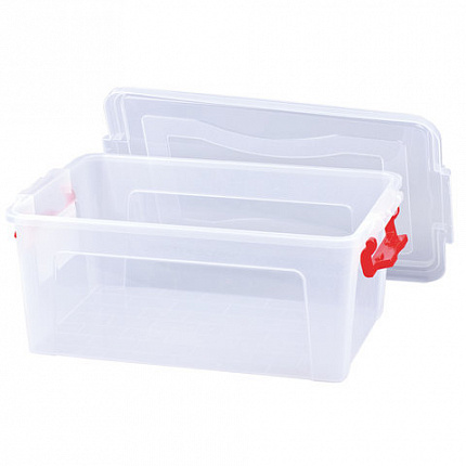 Ящик-контейнер для хранения 14 л, С КРЫШКОЙ НА ЗАЩЕЛКАХ, 18х43х29 см, прозрачный, IDEA, М 2866, М2866