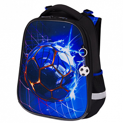 Ранец BRAUBERG PREMIUM, 2 отделения, с брелоком, "Score goal", 3D-панель, 38х29х16 см, 273102