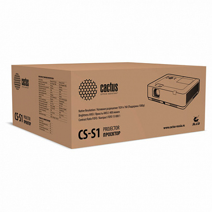 Проектор CACTUS CS-S1.B, 3LCD, 1024x768, 16:9, 4:3, 34000 лм, 15000:1, 3,06 кг