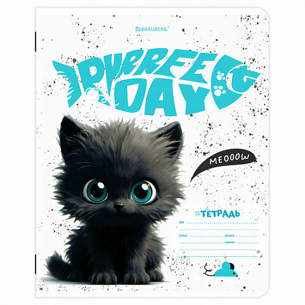 Тетрадь 18 л. BRAUBERG клетка, обложка картон, КОТИКИ, 107300