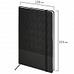 Блокнот А5 138x213 мм, BRAUBERG "Tissage", под кожу, 80 л., резинка, клетка, черный, 116601