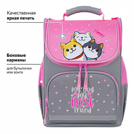 Ранец ПИФАГОР BASIC, 1 отделение, 3 кармана, эргономичная спинка, "Лучшая команда", 35х28х18 см, 272050