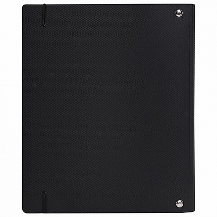 Тетрадь на кольцах А5 175х220мм, 120л, пластик, с резинкой, BRAUBERG, Черный, 404618