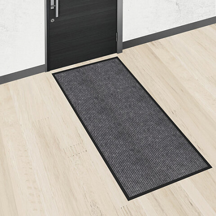 Коврик придверный 90х150 см, СЕРЫЙ, влаго-грязезащитный, 450 г/м2, ребристый, PRIMILA (ПРИМИЛА) EXTRA, 701026