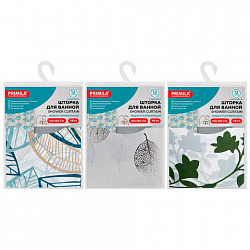 Шторка для ванной PEVA, 180х180 см, кольца в комплекте, дизайн ассорти, РАСТЕНИЯ, PRIMILA (ПРИМИЛА), 700076