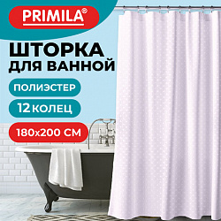Шторка для ванной ПОЛИЭСТЕР, 180х200 см, кольца в комплекте, РОЗОВЫЙ БРИЛЛИАНТ, PRIMILA (ПРИМИЛА), 700098