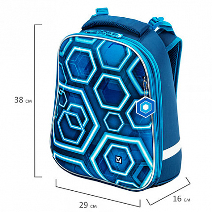 Ранец BRAUBERG PREMIUM, 2 отделения, с брелоком, Techno, 38х29х16 см, 227812