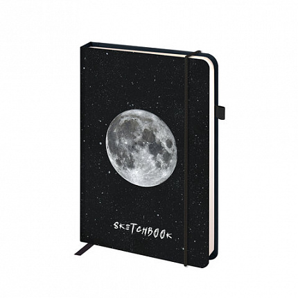 Скетчбук, слоновая кость 140 г/м2, 130х210 мм, 80 л., софт-тач, резинка, BRAUBERG ART CLASSIC, "Вселенная", 116467