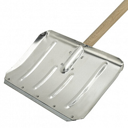 Лопата снеговая 49х30см, алюминиевая усиленная ребрами жесткости, ДЕРЕВЯННЫЙ черенок 120см, армирующая металлическая планка на клепках, ЛТСЕ