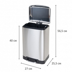 Ведро мусорное с педалью 12 л, крышка с доводчиком, стальное, БЕЗ ОТПЕЧАТКОВ, LAIMA ULTRA, 701568