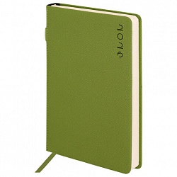 Ежедневник датированный 2026, А5, 138х213 мм, BRAUBERG "Essential", под кожу, держатель, зеленый, 117398