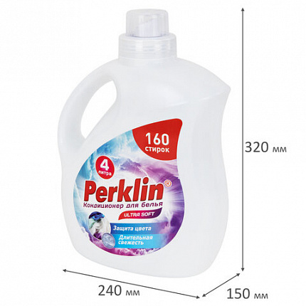 Кондиционер для белья, 160 стирок, 4 л, PERKLIN (ПЕРКЛИН) SUPER SOFT, 609781