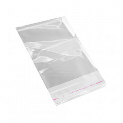 Пакеты БОПП с клеевым клапаном, КОМПЛЕКТ 100 штук, 8х12 + 4 см, 25 мкм, BRAUBERG, 700402