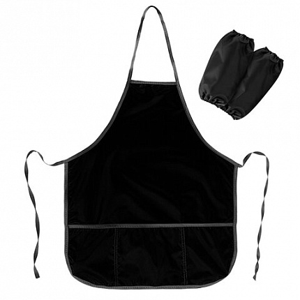 Фартук с нарукавниками для уроков труда ПИФАГОР, 3 кармана, увеличенный размер, 45x60 см, черный, 273747