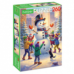 Пазл картонный "ЗИМНИЕ РАДОСТИ " 260 элементов АССОРТИ, 220х330 мм, HATBER