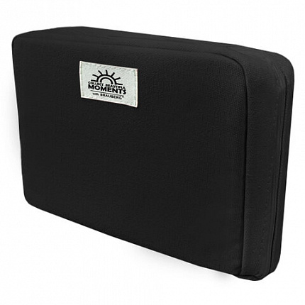 Пенал-органайзер BRAUBERG, 1 отделение, наклейки, молния вокруг, канвас, 22x15х6 см, черный, 273596