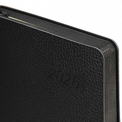 Ежедневник датированный 2026 А5 138x213 мм, BRAUBERG "Stylish", под кожу, гибкий, черный, 117097