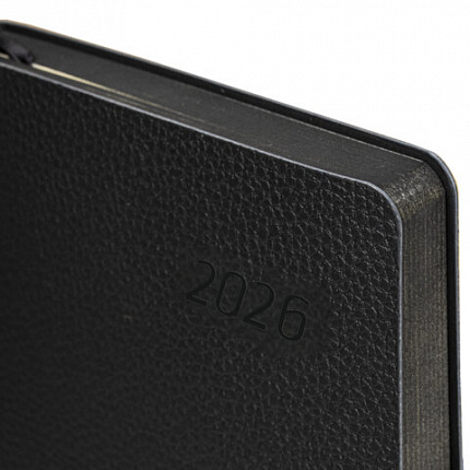 Ежедневник датированный 2026 А5 138x213 мм, BRAUBERG "Stylish", под кожу, гибкий, черный, 117097