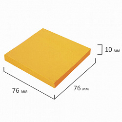 Блок самоклеящийся (стикеры) BRAUBERG НЕОНОВЫЙ 76х76 мм, 90 листов, оранжевый, 111349