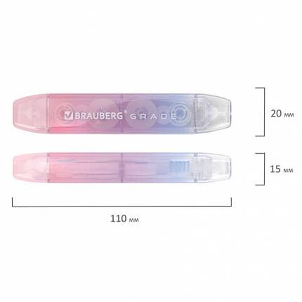 Корректирующая лента двусторонняя BRAUBERG "GRADE PASTEL", 5 мм x 10 м, КОМПЛЕКТ 3 штук, 273026