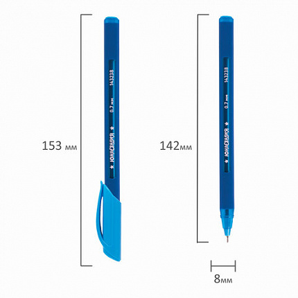 Ручка шариковая масляная ЮНЛАНДИЯ "Трехгранная серия", СИНЯЯ, корпус ассорти, 0,7 мм, линия письма 0,35 мм, 143238