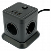 Сетевой фильтр CABLEXPERT Tower, 4 розетки, 10 А, 1 x Type-C PD, 20 Вт, 2 х USB, 2 м, черный, TWR-4-CU2-B-2