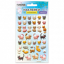 Наклейки объемные зефирные 15х10 см, ассорти 12 видов, FUNSTER (ФАНСТЕР), 666675