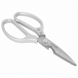 Ножницы кухонные DASWERK (ДАСВЕРК), 210 мм, с открывашкой, зазубренные, металлические ручки, 608901