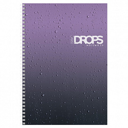 Тетрадь А4 80 л., HATBER, гребень, клетка, глянцевая ламинация, "Drops" (микс в спайке), 088870, 80Т4лВ1гр