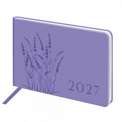 Еженедельник датированный 2027, МАЛЫЙ ФОРМАТ, 105х160 мм, А6, BRAUBERG "Imprint", тиснение, сиреневый, 118162
