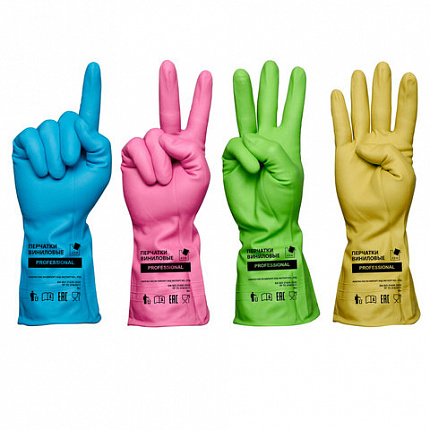 Перчатки МНОГОРАЗОВЫЕ виниловые ЗЕЛЕНЫЕ усиленные ГИПОАЛЛЕРГЕННЫЕ, ТР ТС, PROFESSIONAL, размер 8-9, L (большой), вес 90 г, ADM, 31159