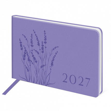 Еженедельник датированный 2027 МАЛЫЙ ФОРМАТ 105х160мм А6 BRAUBERG Imprint, тиснение, сиреневый, 118162
