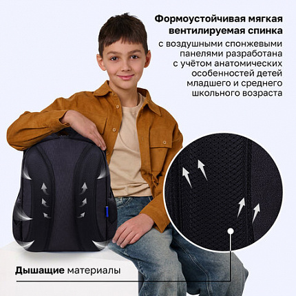 Рюкзак BRAUBERG OPTIMA, 2 отделения, с брелоком, "Ночной гонщик", 36х27х18 см, 272096