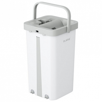 Швабра с отжимом и ведром 12л/9л двухкамерное, 2 насадки микрофибра, карманы с 2-х сторон, рукоятка 134-154см белый NeoMop XL, LAIMA,609149