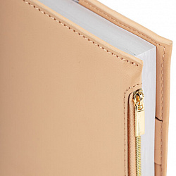 Ежедневник недатированный А5 145х220 мм, BRAUBERG "Zipline" под кожу, карман-молния, 160 л., бежевый, 116250