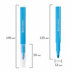 Фломастеры утолщенные 12 цветов, вентилируемый колпачок, BRAUBERG "PREMIUM", ПВХ-упаковка, 152196