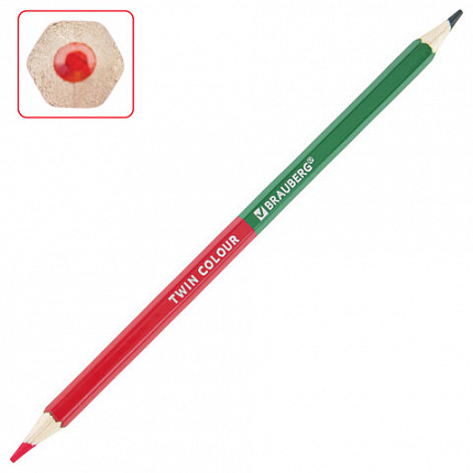 Карандаши цветные мягкие двусторонние BRAUBERG PREMIUM TWIN COLOUR, 12 штук, 24 цвета, 181874