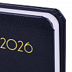 Ежедневник датированный 2026, МАЛЫЙ ФОРМАТ 100х150 мм, А6, BRAUBERG "Select", балакрон, темно-синий, 117259
