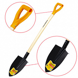 Лопата штыковая стальная 22х29 см, ОБЩАЯ ДЛИНА 115 см, деревянный черенок, V-ручка, RABBITEX (РАББИТЕКС) "STANDARD", 700478