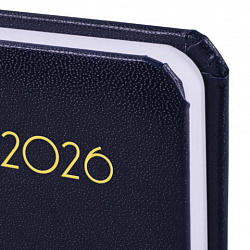 Ежедневник датированный 2026, МАЛЫЙ ФОРМАТ 100х150 мм, А6, BRAUBERG "Select", балакрон, темно-синий, 117259