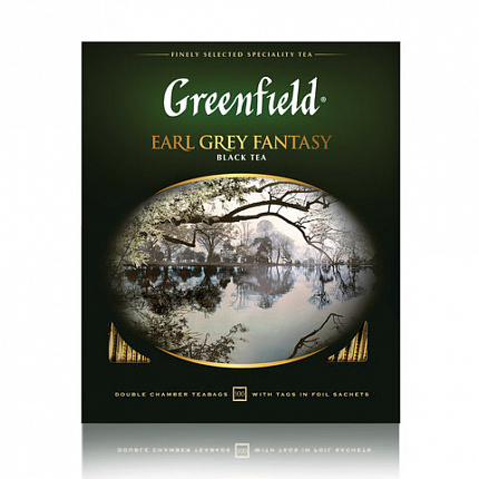 Чай GREENFIELD "Earl Grey Fantasy" черный с бергамотом и цитрусом, 100 пакетиков в конвертах по 2 г, 0584-09