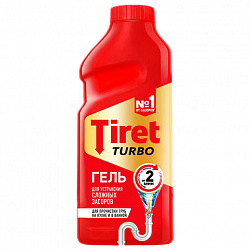 Средство для прочистки канализационных труб 500 мл, TIRET (Тирет) "Turbo", гель, 8147369