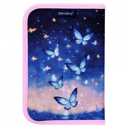 Пенал BRAUBERG с наполнением, 1 отделение, 1 откидная планка, 24 предмета, 21х14 см, "Night catcher", 273530