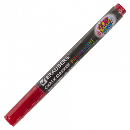 Маркер меловой "POP-ART" КРАСНЫЙ, 3,5 мм, стираемый, для гладких поверхностей, BRAUBERG, 151521
