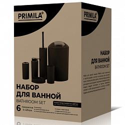 Набор аксессуаров для ванной комнаты, 6 предметов, белый/глянцевый хром, пластик, PRIMILA (ПРИМИЛА), 700122