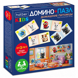 Игра настольная Домино + пазл, АССОРТИ, 2 сюжета, HATBER