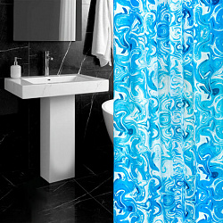 Шторка для ванной ПОЛИЭСТЕР, 180х200 см, кольца в комплекте, ГОЛУБЫЕ ВОЛНЫ, PRIMILA (ПРИМИЛА), 700083