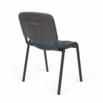 Стул для персонала и посетителей "ИЗО", черный каркас, ткань черно-зеленая, В-21/С-33