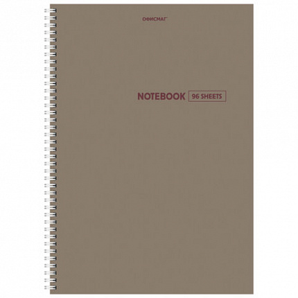 Тетрадь А4, 96 л., ОФИСМАГ, гребень, клетка, обложка картон, МОРАНДИ, 405635